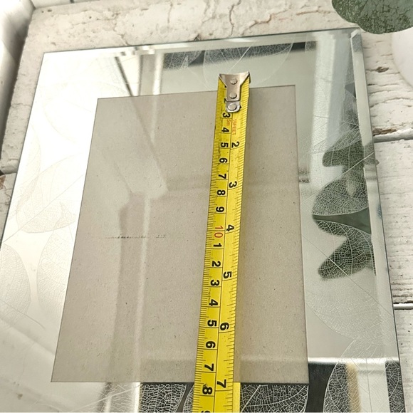 Mirrored Leaf Print Picture Photo Frame 5”x7” Opening Tabletop Silver Boho - Picture 2 of 11